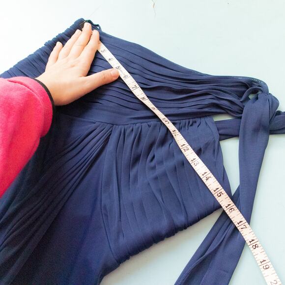 Alex Evenings Blue One Shoulder Draped Empire Waist Chiffon Formal Dress Size 10 - Picture 6 of 9